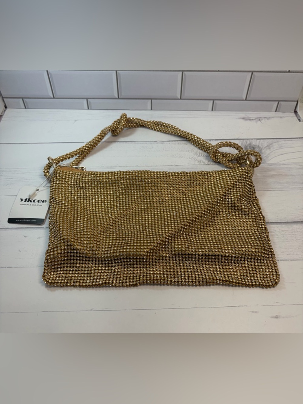Gold Evening Mesh Shoulder Bag